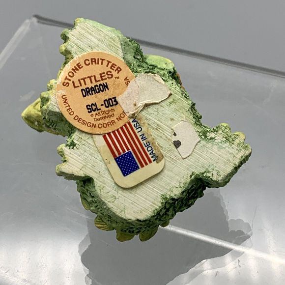 Vintage 1993 Stone Critter Littles Green Dragon SCL 003 Made in the USA Fantasy - Picture 11 of 14